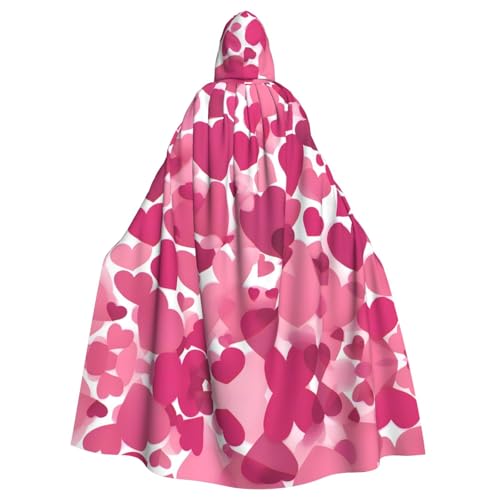 WHJSHOP Umhang mit Kapuze für Erwachsene, mit rosa Herzen, für Halloween, Rollenspiele und Kostümpartys von WHJSHOP