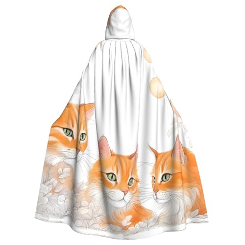 WHJSHOP Umhang mit Kapuze für Erwachsene, orangefarbenes Katzenmuster, für Halloween, Rollenspiele und Kostümpartys von WHJSHOP
