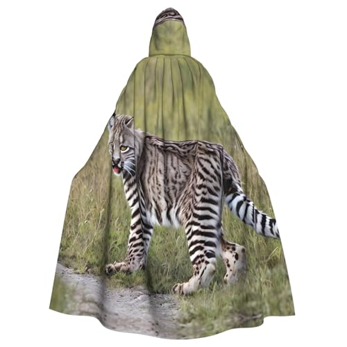 WHJSHOP Umhang mit Kapuze für Erwachsene, wildes Bobcat-Muster, für Halloween, Rollenspiele und Kostümpartys von WHJSHOP
