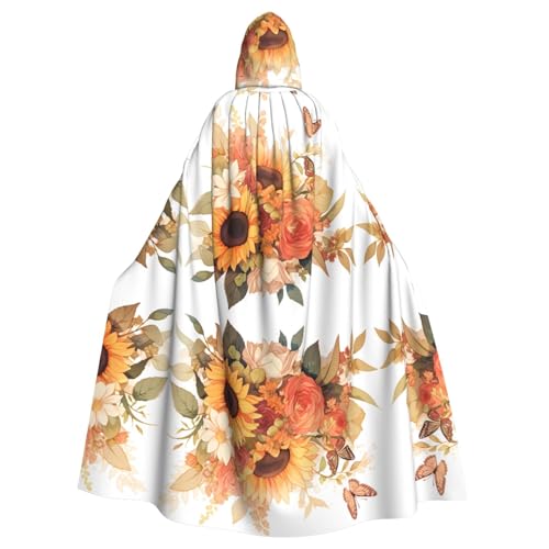 WHJSHOP Umhang mit Sonnenblume und Rose, für Erwachsene, mit Kapuze, für Halloween, Rollenspiele und Themenpartys von WHJSHOP