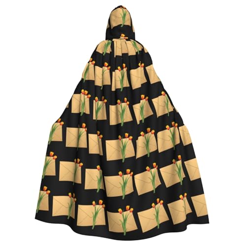 WHJSHOP Umhang mit Tulpen auf Umschlag für Erwachsene, mit Kapuze, für Halloween, Rollenspiele und Kostümpartys von WHJSHOP