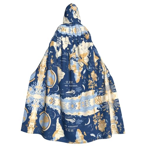 WHJSHOP Umhang mit Weltkarte für Erwachsene, mit Kapuze, Umhang für Halloween, Rollenspiele und Themenpartys von WHJSHOP