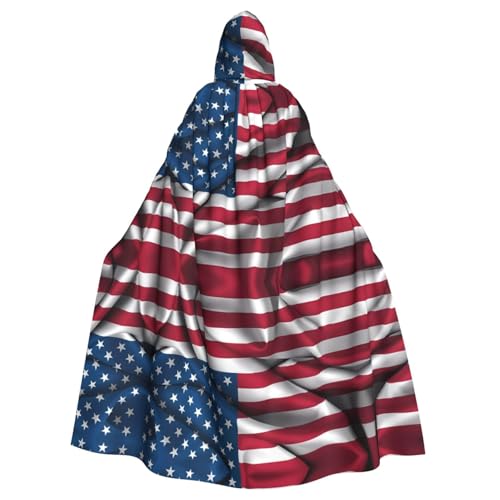 WHJSHOP Umhang mit amerikanischer Flagge, für Erwachsene, mit Kapuze, für Halloween, Rollenspiele und Kostümpartys von WHJSHOP