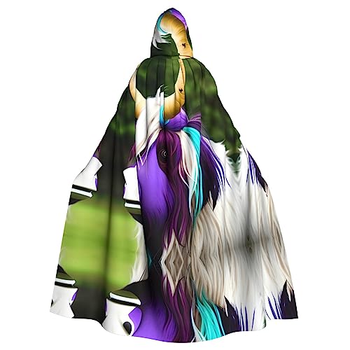WHJSHOP Umhang mit buntem Kuhkopf für Erwachsene, mit Kapuze, für Halloween, Rollenspiele und Kostümpartys von WHJSHOP