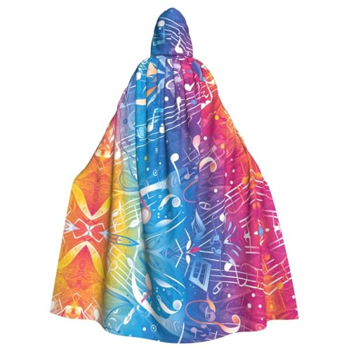 WHJSHOP Umhang mit buntem Musikbild für Erwachsene, mit Kapuze, für Halloween, Rollenspiel-Kostüme und Themenpartys von WHJSHOP