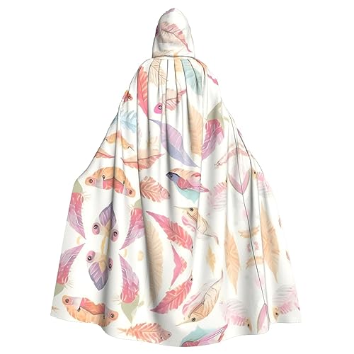 WHJSHOP Umhang mit farbigen Federn für Erwachsene, mit Kapuze, für Halloween, Rollenspiele und Themenpartys von WHJSHOP