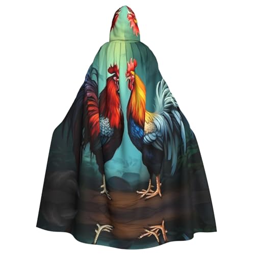 WHJSHOP Umhang mit niedlichem Hahn-Hühner-Bild, Erwachsenen-Kapuzenumhang für Halloween, Rollenspiel-Kostüme und Themenpartys von WHJSHOP