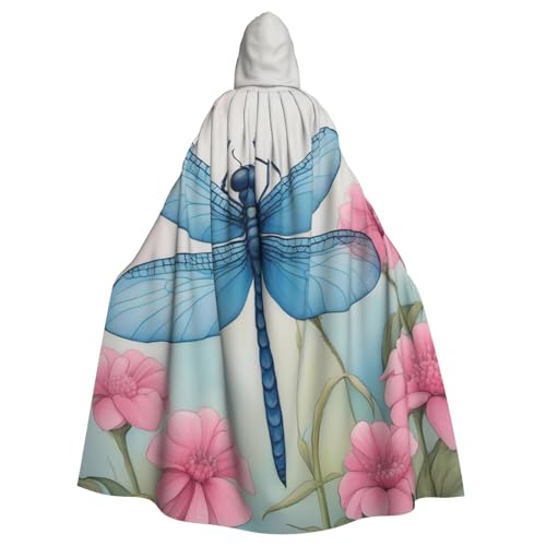 WHJSHOP Umhang mit rosa Blumen und blauen Libellen, für Erwachsene, mit Kapuze, für Halloween, Rollenspiele und Kostümpartys WHJSHOP Umhang mit rosa Blumen und blauen Libellen, für Erwachsene, mit Kapuze, für Halloween, Rollenspiele und Kostümpartys von WHJSHOP