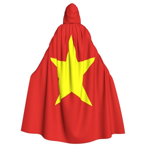 WHJSHOP Umhang mit vietnamesischer Flagge für Erwachsene, mit Kapuze, für Halloween, Rollenspiele und Kostümpartys von WHJSHOP