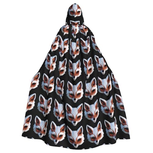 WHJSHOP Umhang mit weißer Fuchsmaske für Erwachsene, mit Kapuze, für Halloween, Rollenspiele und Kostümpartys von WHJSHOP