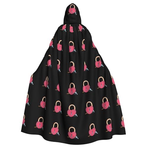 WHJSHOP Valentinstag Love Lock Prints Erwachsene Kapuzenumhang Umhang für Halloween, Rollenspiele und Kostümpartys von WHJSHOP