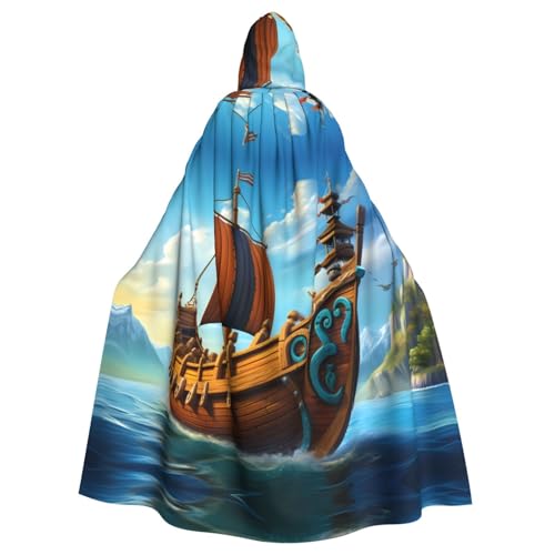 WHJSHOP Vikings Boot Bild Erwachsene Kapuzenumhang Umhang Umhang für Halloween, Rollenspiele Kostüme und Themenpartys von WHJSHOP