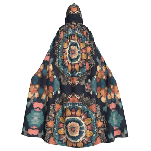 WHJSHOP Vintage-Mandala-Blumenmuster, Erwachsenen-Umhang mit Kapuze, Umhang für Halloween, Rollenspiele und Kostümpartys WHJSHOP Vintage-Mandala-Blumenmuster, Erwachsenen-Umhang mit Kapuze, Umhang für Halloween, Rollenspiele und Kostümpartys von WHJSHOP