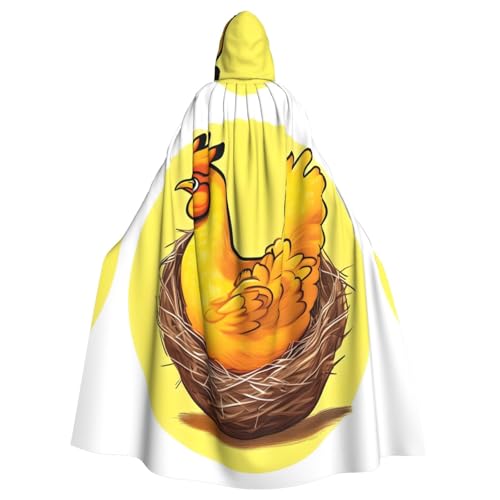 WHJSHOP Vogelnest goldenes Huhn-Muster Erwachsenen-Umhang mit Kapuze für Halloween, Rollenspiele und Kostümpartys von WHJSHOP