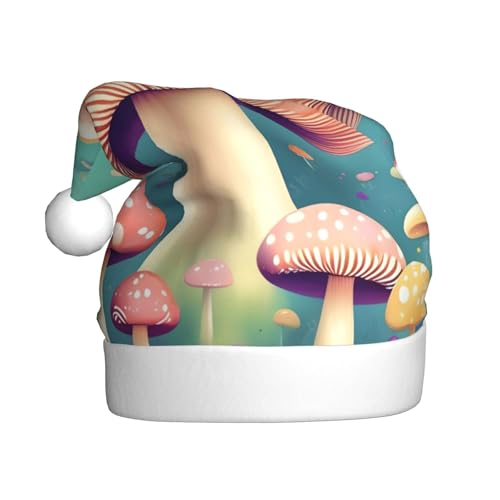 WHJSHOP Weihnachtsmütze für Erwachsene für Feiertage, Partys und Kostümveranstaltungen, hübsche kleine Pilze, bedruckt von WHJSHOP