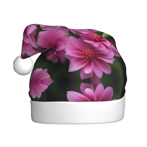 WHJSHOP Weihnachtsmütze für Erwachsene für Feiertage, Partys und Kostümveranstaltungen, schöne rosa Blumen bedruckt von WHJSHOP