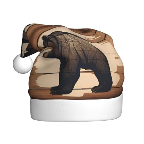 WHJSHOP Weihnachtsmütze für Erwachsene für Feiertagspartys und Kostümveranstaltungen, Cartoon-Schwarzbär-Druck von WHJSHOP