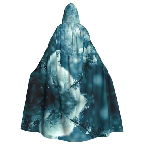 WHJSHOP Weißer Fuchs-Aufdruck, Erwachsenen-Umhang mit Kapuze, Umhang für Halloween, Rollenspiele und Kostümpartys WHJSHOP Weißer Fuchs-Aufdruck, Erwachsenen-Umhang mit Kapuze, Umhang für Halloween, Rollenspiele und Kostümpartys von WHJSHOP