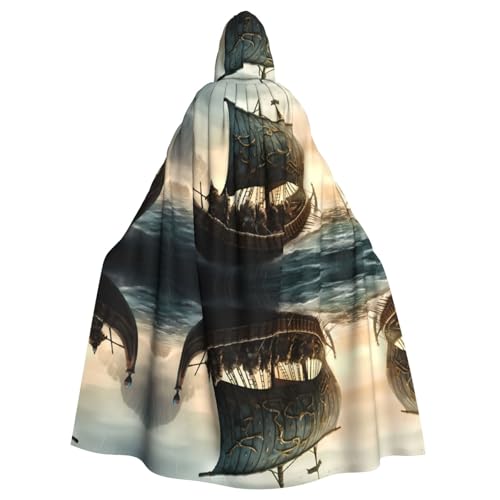 WHJSHOP Wikinger Umhang mit Kapuze für Erwachsene, Boot, für Halloween, Rollenspiele und Kostümpartys von WHJSHOP