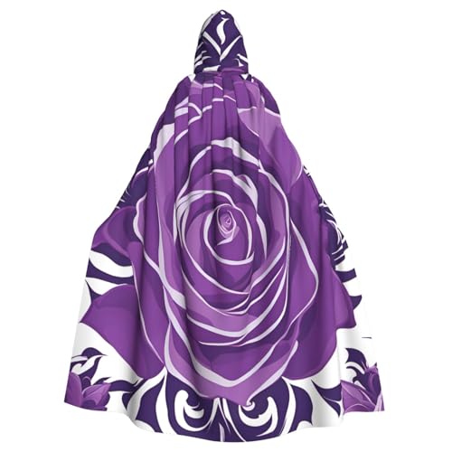 WHJSHOP Wunderschöner Umhang mit lila Rosen für Erwachsene, Kapuzenumhang für Halloween, Rollenspiele und Kostümpartys von WHJSHOP