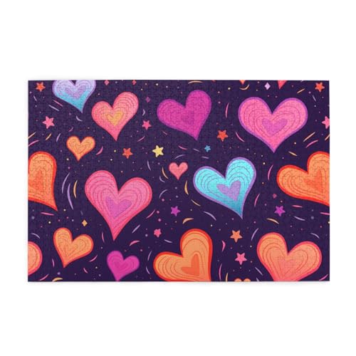 Whjshop 1000 Teile Shooting Star Heart Printing Quality Wooden Puzzle for Adults and Kids, Fun Puzzles, Stress Relieving Puzzles von WHJSHOP