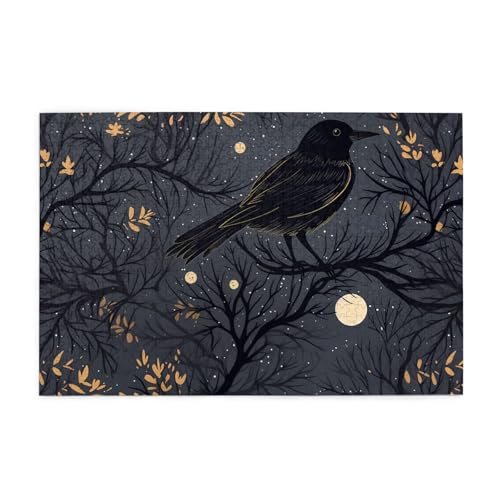 Whjshop Puzzle 1000 Teile Whjshop Night Crow Printing Quality Wooden Puzzle for Adults and Kids, Fun Puzzles, Stress Relieving Puzzles von WHJSHOP