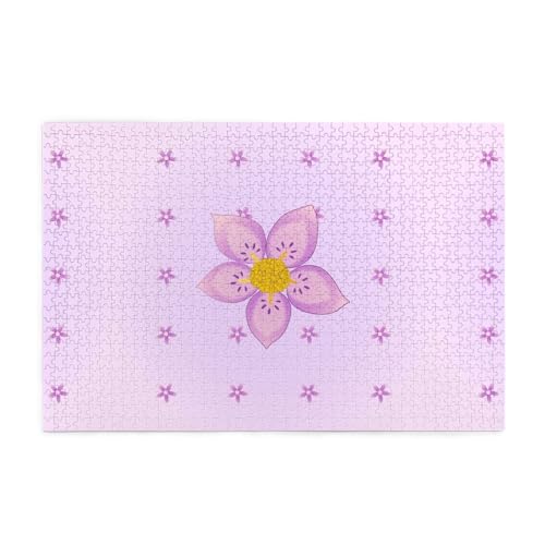 Whjshop Puzzle 1000 Teile mit fünfblättrigen lila Blumen Druck Qualität Holzpuzzle für Erwachsene und Kinder, lustige Puzzles, Stressabbau-Puzzles von WHJSHOP