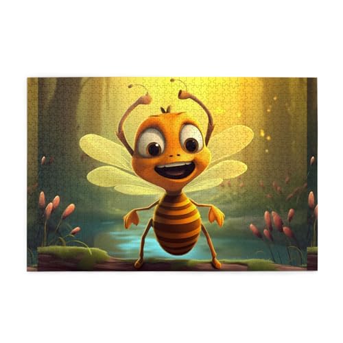 Whjshop Puzzles, 1000 Teile, Cartoon-Honigbiene, Druckqualität, Holzpuzzle für Erwachsene und Kinder, lustige Puzzles, Stressabbau-Puzzles von WHJSHOP