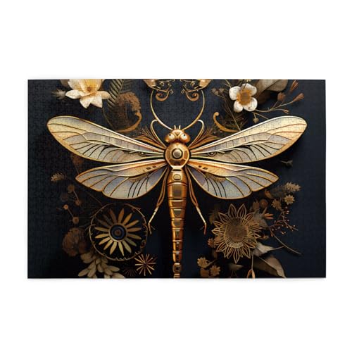 Whjshop Puzzles, 1000 Teile, Gold, exquisite Libellen-Drucke, pädagogische intellektuelle Holzpuzzles, lustige Puzzles, Stressabbau-Puzzles Whjshop Puzzles, 1000 Teile, Gold, exquisite Libellen-Drucke, pädagogische intellektuelle Holzpuzzles, lustige Puzzles, Stressabbau-Puzzles von WHJSHOP