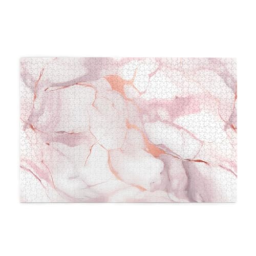 Whjshop Puzzles, 1000 Teile, Marmorfarbe, rotgoldener Druck, hochwertiges Holzpuzzle für Erwachsene und Kinder, lustige Puzzles, Stressabbau-Puzzles von WHJSHOP