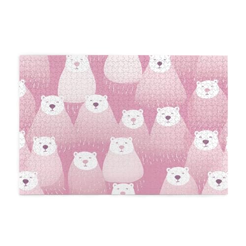 Whjshop Puzzles, 1000 Teile, Motiv: Eisbär, Rosa, Druckqualität, Holzpuzzle für Erwachsene und Kinder, lustige Puzzles, Stressabbau-Puzzles von WHJSHOP