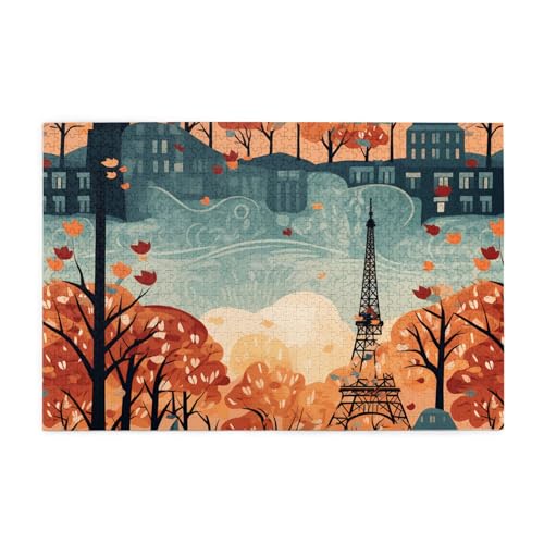 Whjshop Puzzles, 1000 Teile, Motiv: Paris Stadtbaum, Eiffelturm, Kunstdruck, hochwertiges Holzpuzzle für Erwachsene und Kinder, lustige Puzzles, Stressabbau-Puzzles von WHJSHOP
