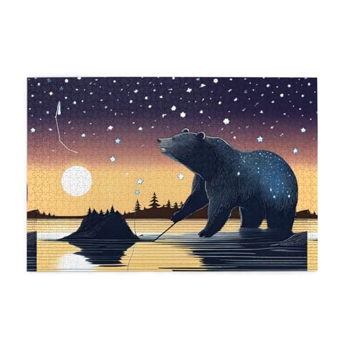 Whjshop Puzzles, 1000 Teile, Motiv: Sternenangeln, Bär, Druckqualität, Holzpuzzle für Erwachsene und Kinder, lustige Puzzles, Stressabbau-Puzzles Whjshop Puzzles, 1000 Teile, Motiv: Sternenangeln, Bär, Druckqualität, Holzpuzzle für Erwachsene und Kinder, lustige Puzzles, Stressabbau-Puzzles von WHJSHOP