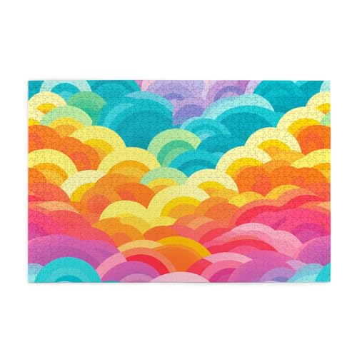 Whjshop Puzzles, 1000 Teile, Regenbogenfarben, helle Druckqualität, Holzpuzzle für Erwachsene und Kinder, lustige Puzzles, Stressabbau-Puzzles von WHJSHOP