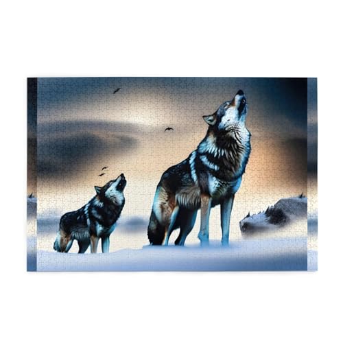 Whjshop Puzzles, 1000 Teile, Wölfe brüllen, Druckqualität, Holzpuzzle für Erwachsene und Kinder, lustige Puzzles, Stressabbau-Puzzles von WHJSHOP
