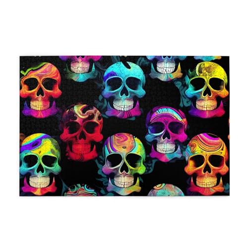 Whjshop Puzzles, 1000 Teile, bunte Totenkopf-Drucke, pädagogische, intellektuelle Holzpuzzles, lustige Puzzles, Stressabbau-Puzzles Whjshop Puzzles, 1000 Teile, bunte Totenkopf-Drucke, pädagogische, intellektuelle Holzpuzzles, lustige Puzzles, Stressabbau-Puzzles von WHJSHOP