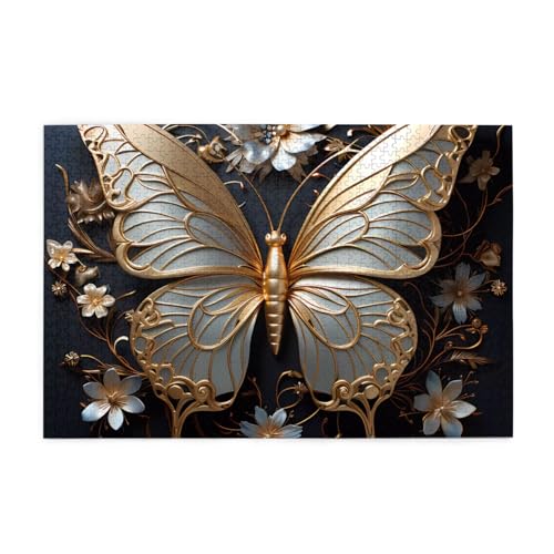 Whjshop Puzzles, 1000 Teile, goldfarbene weiße Schmetterlinge, druckt pädagogische intellektuelle Holzpuzzles, lustige Puzzles, Stressabbau-Puzzles Whjshop Puzzles, 1000 Teile, goldfarbene weiße Schmetterlinge, druckt pädagogische intellektuelle Holzpuzzles, lustige Puzzles, Stressabbau-Puzzles von WHJSHOP