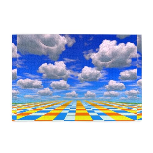 Whjshop Puzzles, 1000 Teile, karierte Flagge, Rennsport, Druckqualität, Holzpuzzle für Erwachsene und Kinder, lustige Puzzles, Stressabbau-Puzzles von WHJSHOP