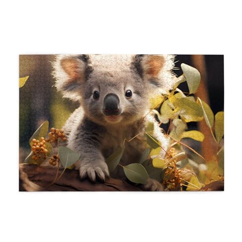Whjshop Puzzles, 1000 Teile, niedliche Koala-Pflanzendrucke, pädagogische intellektuelle Holzpuzzles, lustige Puzzles, Stressabbau-Puzzles Whjshop Puzzles, 1000 Teile, niedliche Koala-Pflanzendrucke, pädagogische intellektuelle Holzpuzzles, lustige Puzzles, Stressabbau-Puzzles von WHJSHOP
