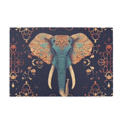 Whjshop Puzzles, 1000 Teile, schönes Elefanten-Druck-Qualitäts-Holzpuzzle für Erwachsene und Kinder, lustige Puzzles, Stressabbau-Puzzles von WHJSHOP