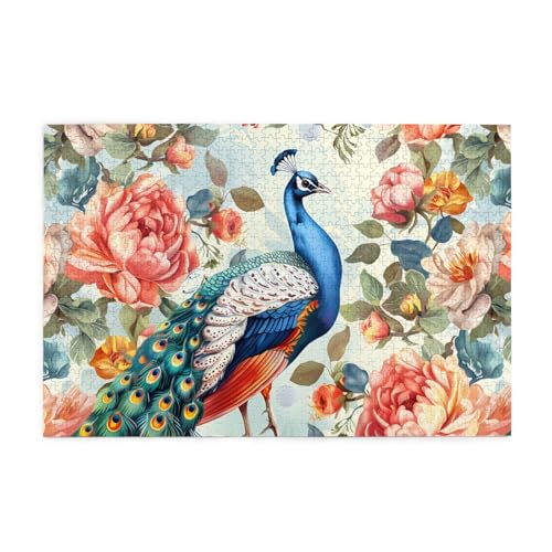 Whjshop Puzzles, 1000 Teile, schönes Pfau und Blumendruck, hochwertiges Holzpuzzle für Erwachsene und Kinder, lustige Puzzles, Stressabbau-Puzzles Whjshop Puzzles, 1000 Teile, schönes Pfau und Blumendruck, hochwertiges Holzpuzzle für Erwachsene und Kinder, lustige Puzzles, Stressabbau-Puzzles von WHJSHOP