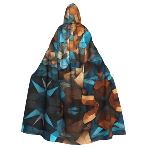WHJSSF Abstrakter blau-brauner Aufdruck, Halloween-Umhang mit Kapuze für Erwachsene, super großer Kapuzenumhang ohne Reißverschluss von WHJSSF