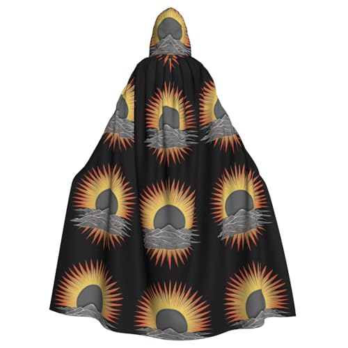 WHJSSF Aufgehende Sonne des Berges, bedruckter Halloween-Umhang mit Kapuze für Erwachsene, super großer Kapuzenumhang ohne Reißverschluss von WHJSSF