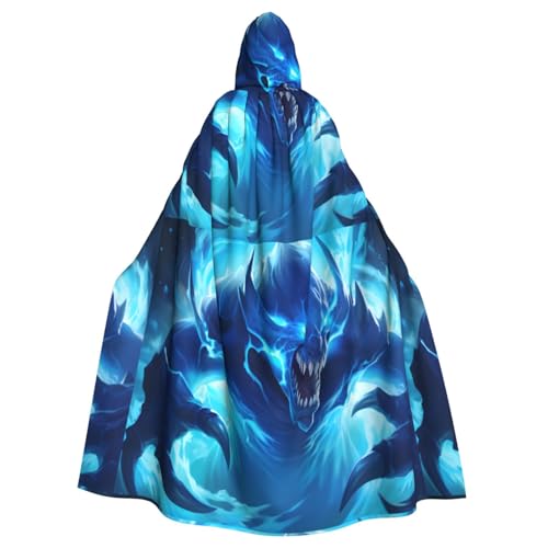 WHJSSF Blauäugiger Monster-Druck, Halloween-Umhang mit Kapuze, für Erwachsene, super großer Kapuzenumhang ohne Reißverschluss von WHJSSF