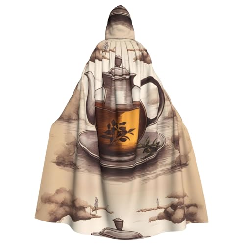 WHJSSF Blaugrüner Achat-Aufdruck, Halloween-Umhang mit Kapuze, für Rollenspiele, Bühnenkostüme, Partys, pflegeleicht von WHJSSF
