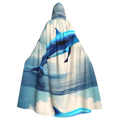 WHJSSF Blue Ocean Delfin-Druck Halloween Erwachsene Kapuzenumhang Umhang für Rollenspiele, Bühnenkostüme, Partys, pflegeleicht WHJSSF Blue Ocean Delfin-Druck Halloween Erwachsene Kapuzenumhang Umhang für Rollenspiele, Bühnenkostüme, Partys, pflegeleicht von WHJSSF