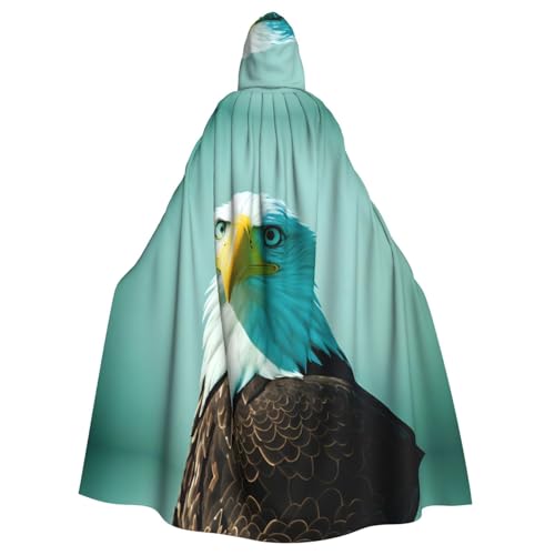 WHJSSF Brave Eagle Prints Halloween Erwachsene Kapuzenumhang Umhang für Rollenspiele, Bühnenkostüme, Partys, pflegeleicht von WHJSSF