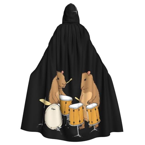 WHJSSF Capybara Umhang mit Kapuze für Erwachsene, Motiv: Schlagzeug spielende Drucke, Halloween, Erwachsenenumhang – super großer Kapuzenumhang ohne Reißverschluss WHJSSF Capybara Umhang mit Kapuze für Erwachsene, Motiv: Schlagzeug spielende Drucke, Halloween, Erwachsenenumhang – super großer Kapuzenumhang ohne Reißverschluss von WHJSSF