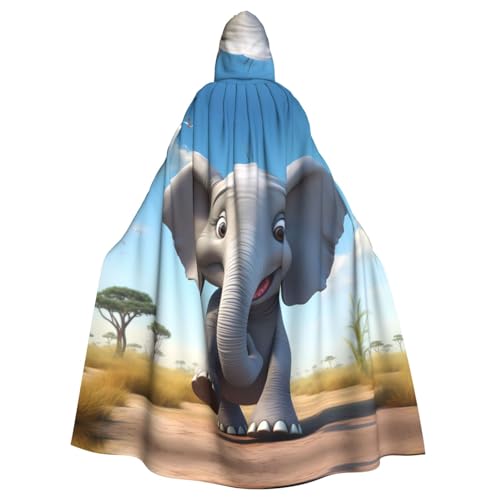 WHJSSF Cartoon-Elefanten-Druck, Halloween-Umhang für Erwachsene, Kapuzenumhang für Rollenspiele, Bühnenkostüme, Partys, pflegeleicht WHJSSF Cartoon-Elefanten-Druck, Halloween-Umhang für Erwachsene, Kapuzenumhang für Rollenspiele, Bühnenkostüme, Partys, pflegeleicht von WHJSSF
