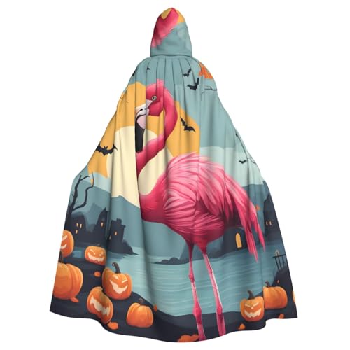 WHJSSF Cartoon-Halloween-Flamingo-Druck, Halloween-Umhang für Erwachsene, mit Kapuze, super großer Umhang mit Kapuze, ohne Reißverschluss WHJSSF Cartoon-Halloween-Flamingo-Druck, Halloween-Umhang für Erwachsene, mit Kapuze, super großer Umhang mit Kapuze, ohne Reißverschluss von WHJSSF